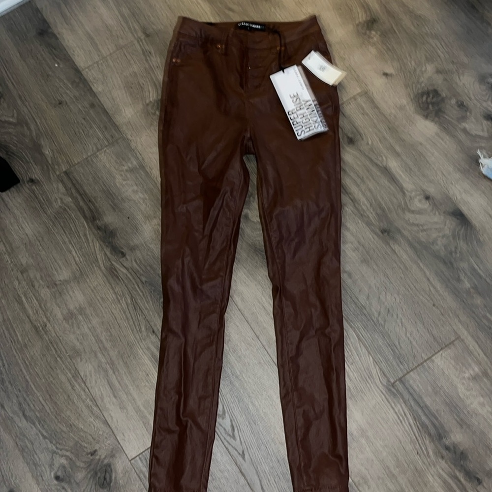 Brown leather pants